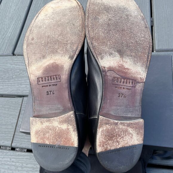 Fratelli Rossetti Black Leather Slip On Women's Oxford - Size 37.5 IT (7-7.5 US) - Picture 5 of 6